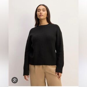 Everlane The Cotton Honeycomb Square Crew Neck Sweater - Black XS